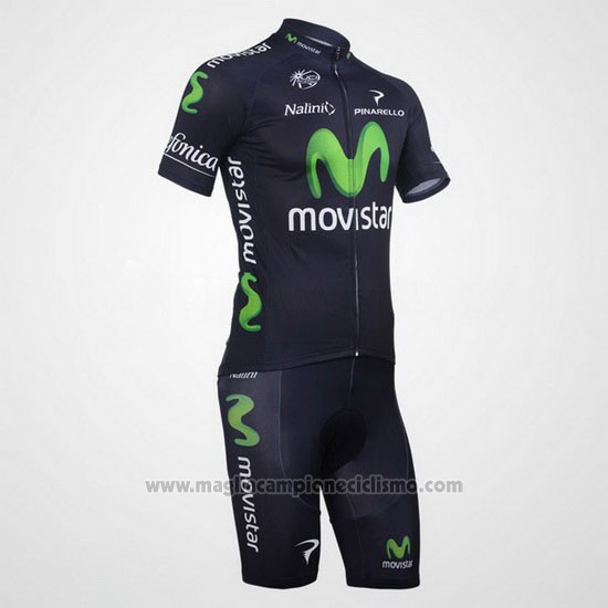 2013 Abbigliamento Ciclismo Movistar Nero Manica Corta e Salopette